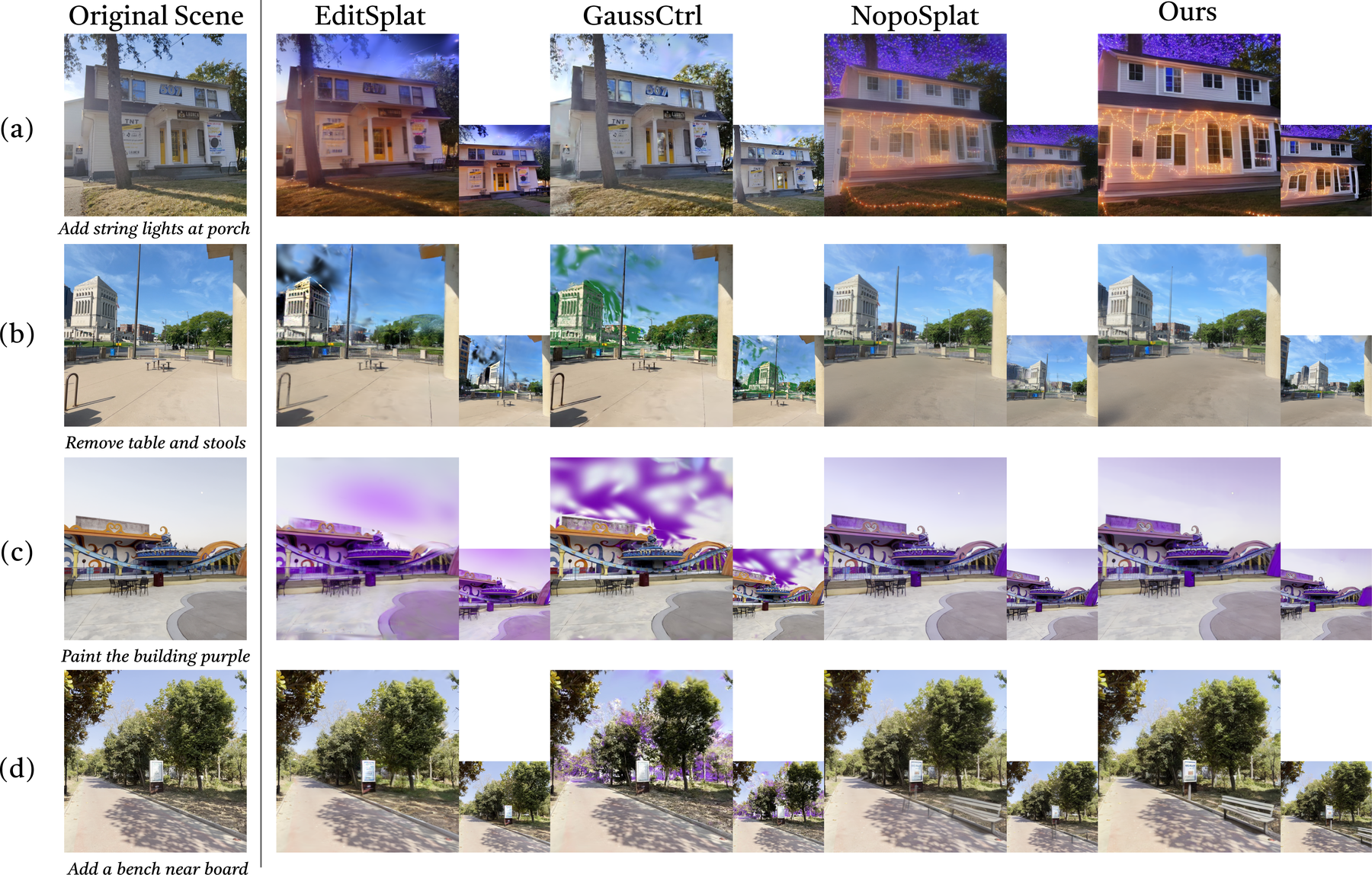 Qualitative comparison against baselines